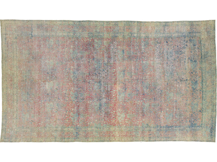 Antique Kerman Wool Rug 12 X 21