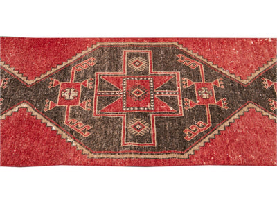 Vintage Turkish Geometric Wool Runner 3 X 11