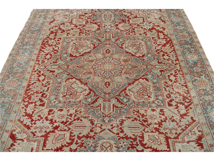 Vintage Persian Heriz Room Size Wool Rug 8 X 11