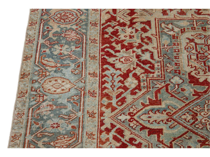 Vintage Persian Heriz Room Size Wool Rug 8 X 11