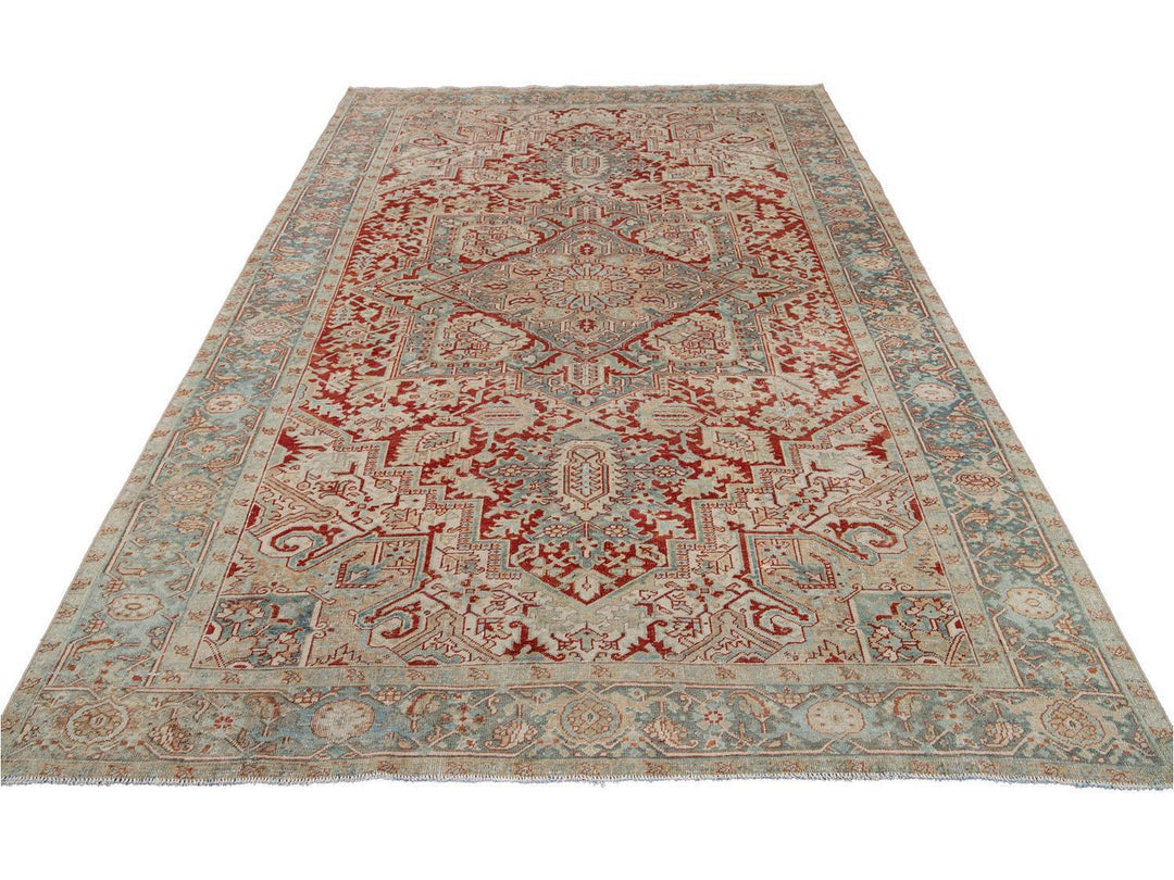 Vintage Persian Heriz Room Size Wool Rug 8 X 11