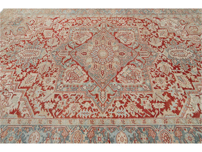 Vintage Persian Heriz Room Size Wool Rug 8 X 11