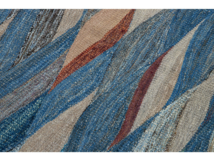 Modern Striped Kilim Wool Rug 12 X 15
