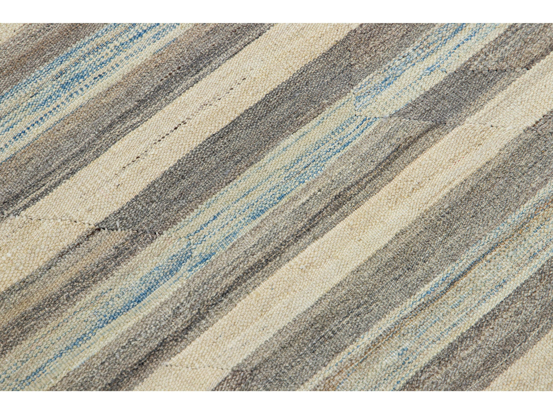 Modern Abstract Kilim Wool Rug 13 X 16