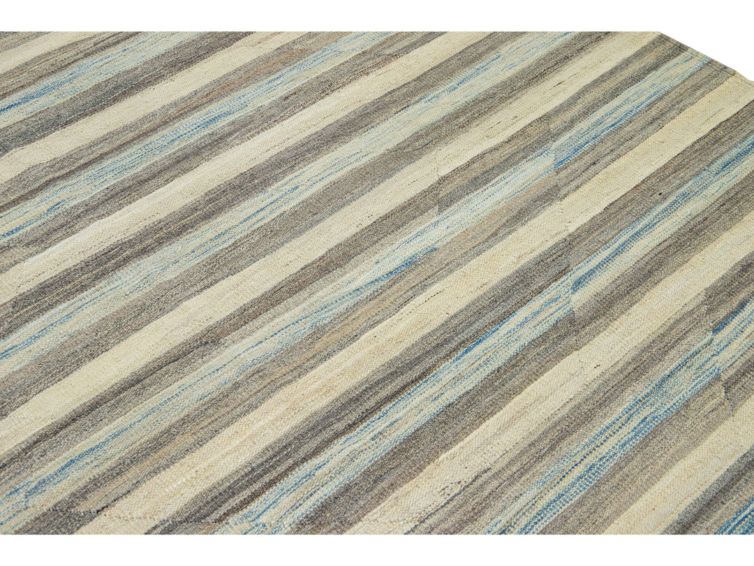 Modern Abstract Kilim Wool Rug 13 X 16