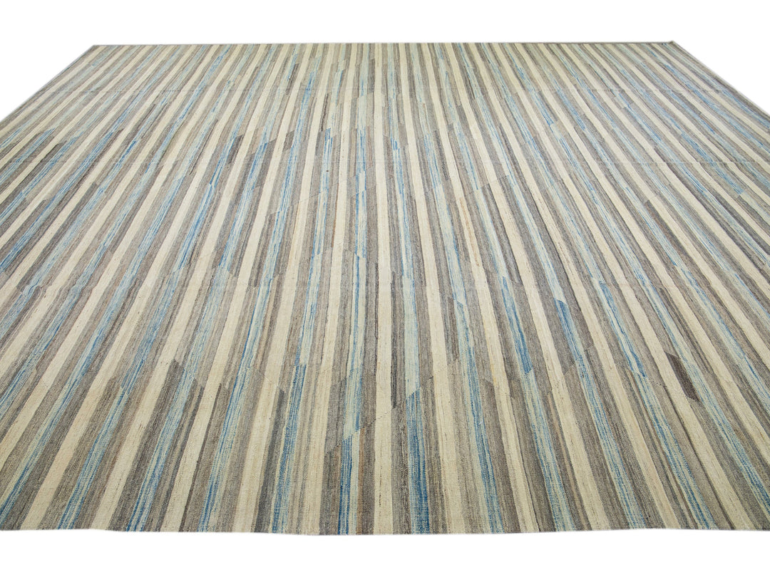 Modern Abstract Kilim Wool Rug 13 X 16