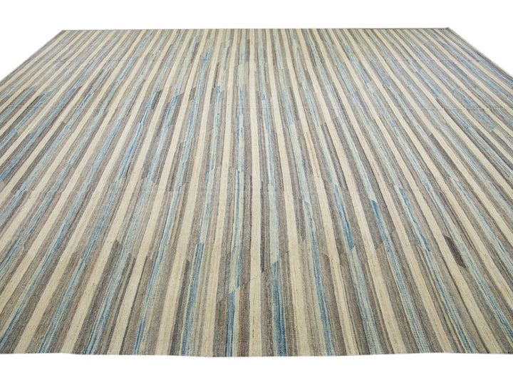 Modern Abstract Kilim Wool Rug 13 X 16