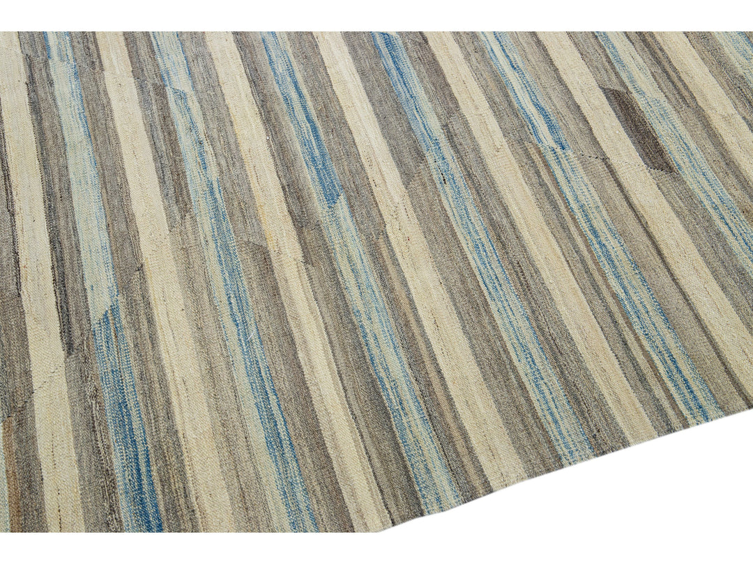Modern Abstract Kilim Wool Rug 13 X 16