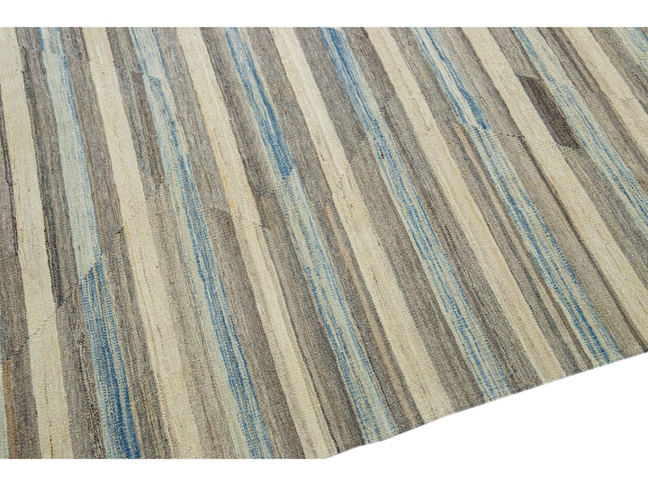 Modern Abstract Kilim Wool Rug 13 X 16
