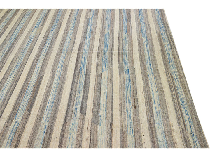 Modern Abstract Kilim Wool Rug 13 X 16