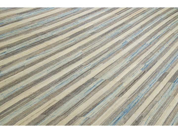 Modern Abstract Kilim Wool Rug 13 X 16