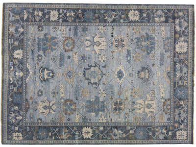Apadana's Artisan Collection Grey Handmade Floral Motif Wool Rug