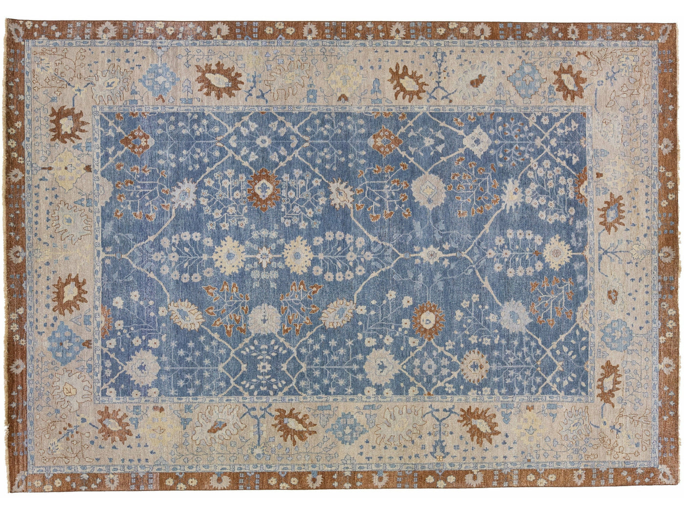 Blue Apadana's Artisan Collection Handmade Floral Wool Rug