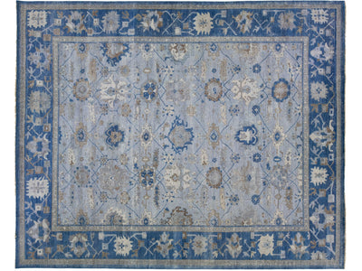 Apadana's Persian Style Mahal Handmade Blue Oversize Wool Rug