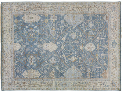 Apadana's Persian Malayer Style Handmade Blue Wool Rug