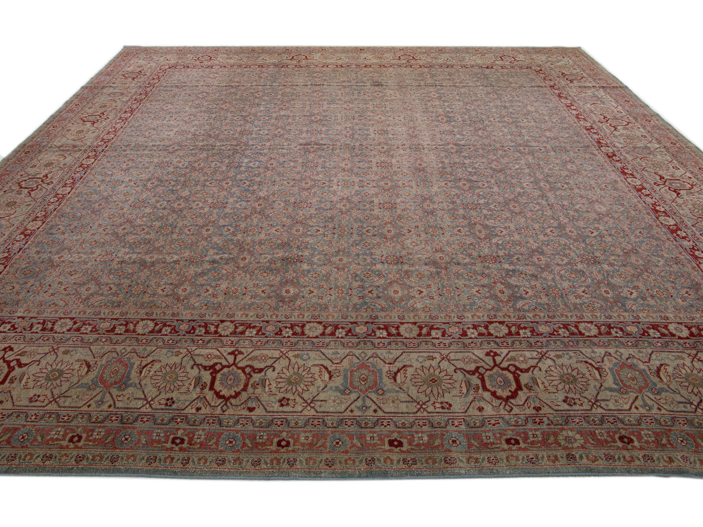 Antique Tabriz Wool Rug 14 X 14