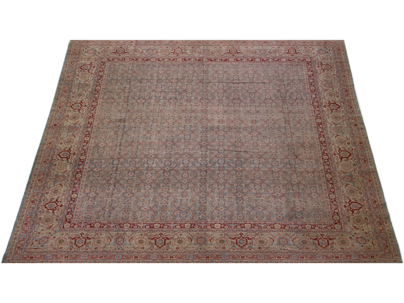 Antique Tabriz Wool Rug 14 X 14