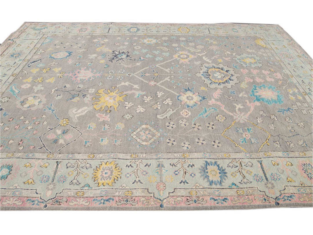Modern Oushak Wool Rug 9 X 12