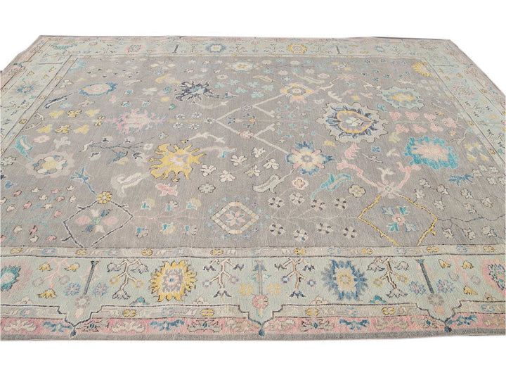 Modern Oushak Wool Rug 9 X 12