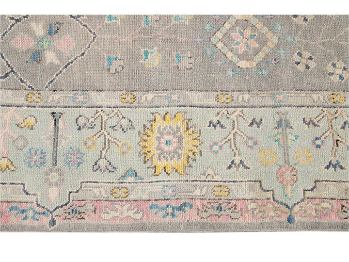 Modern Oushak Wool Rug 9 X 12