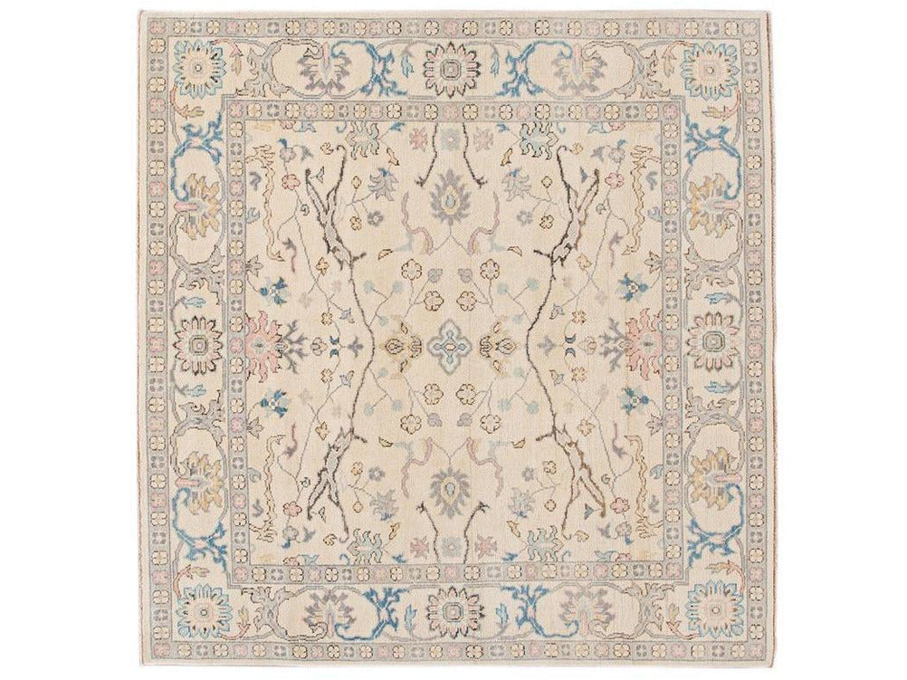 Modern Oushak Square Wool Rug 8 X 8