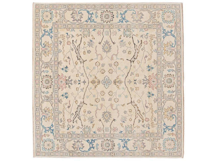Modern Oushak Square Wool Rug 8 X 8