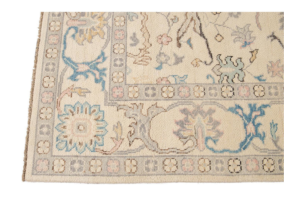 Modern Oushak Square Wool Rug 8 X 8
