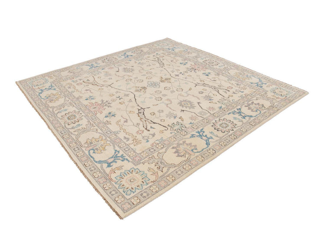 Modern Oushak Square Wool Rug 8 X 8