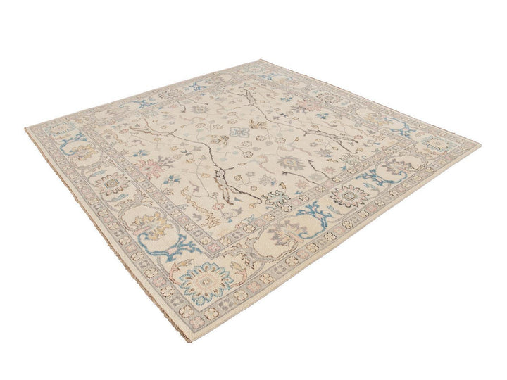 Modern Oushak Square Wool Rug 8 X 8