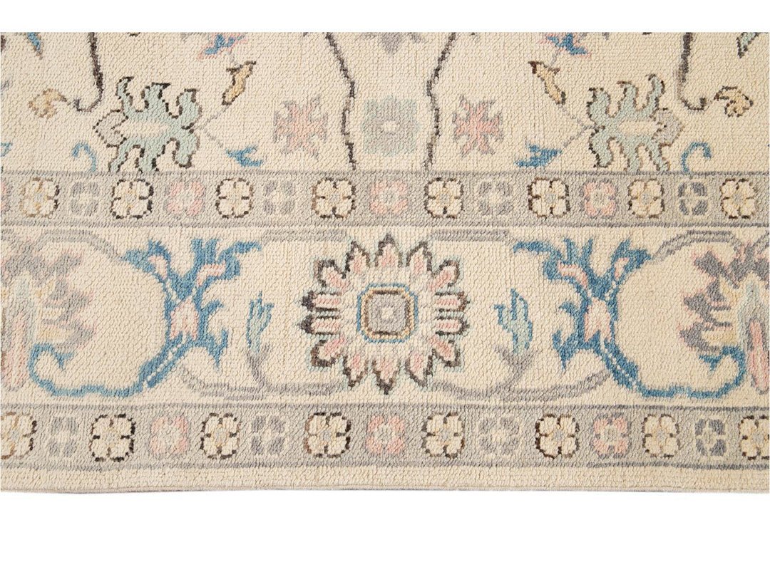 Modern Oushak Square Wool Rug 8 X 8