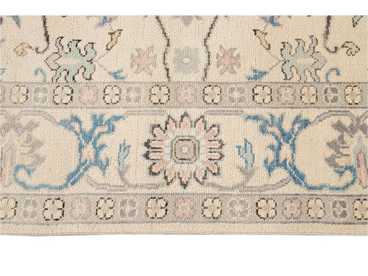 Modern Oushak Square Wool Rug 8 X 8