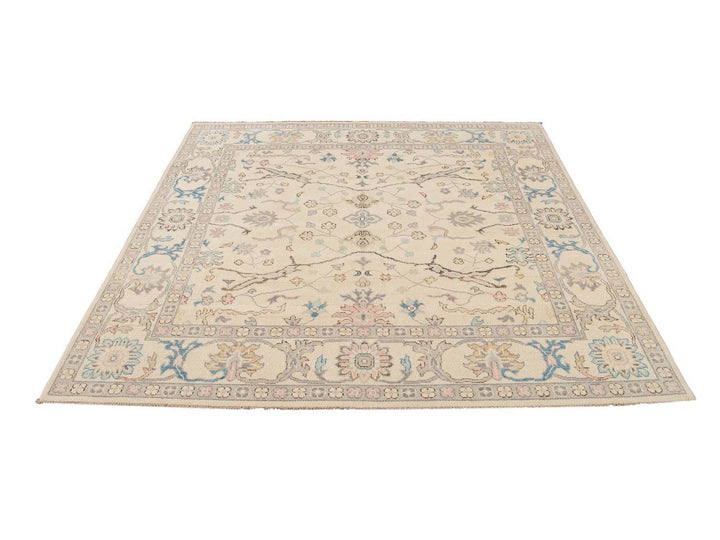 Modern Oushak Square Wool Rug 8 X 8