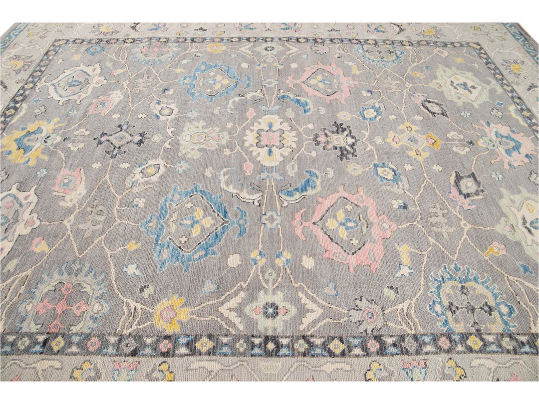 Modern Oushak Wool Rug 9 X 12