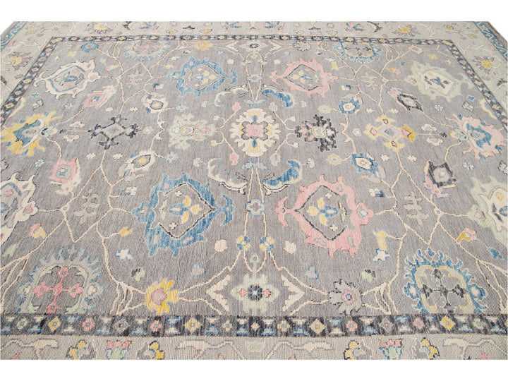 Modern Oushak Wool Rug 9 X 12