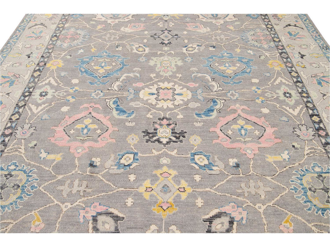 Modern Oushak Wool Rug 9 X 12