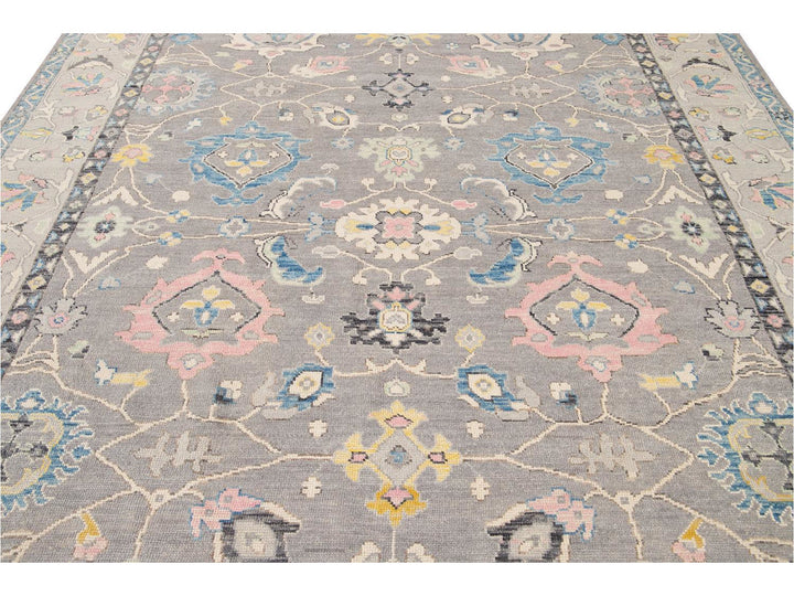 Modern Oushak Wool Rug 9 X 12