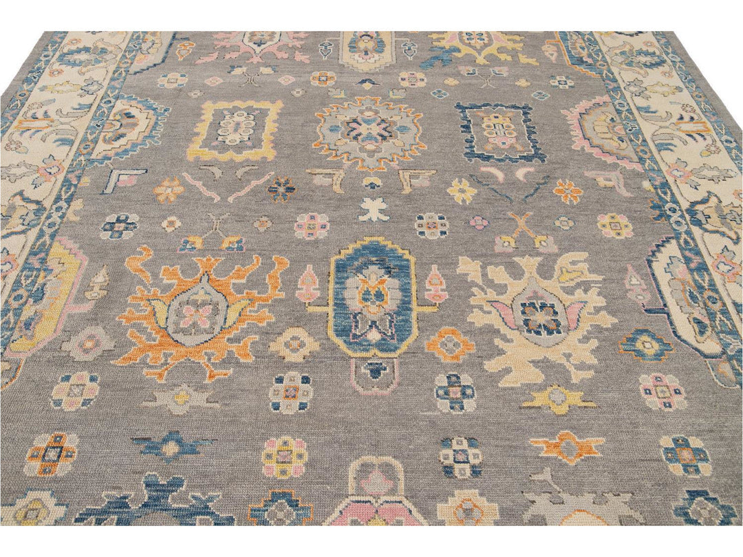 Modern Oushak Wool Rug 9 X 12