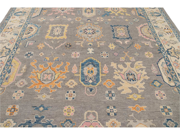 Modern Oushak Wool Rug 9 X 12