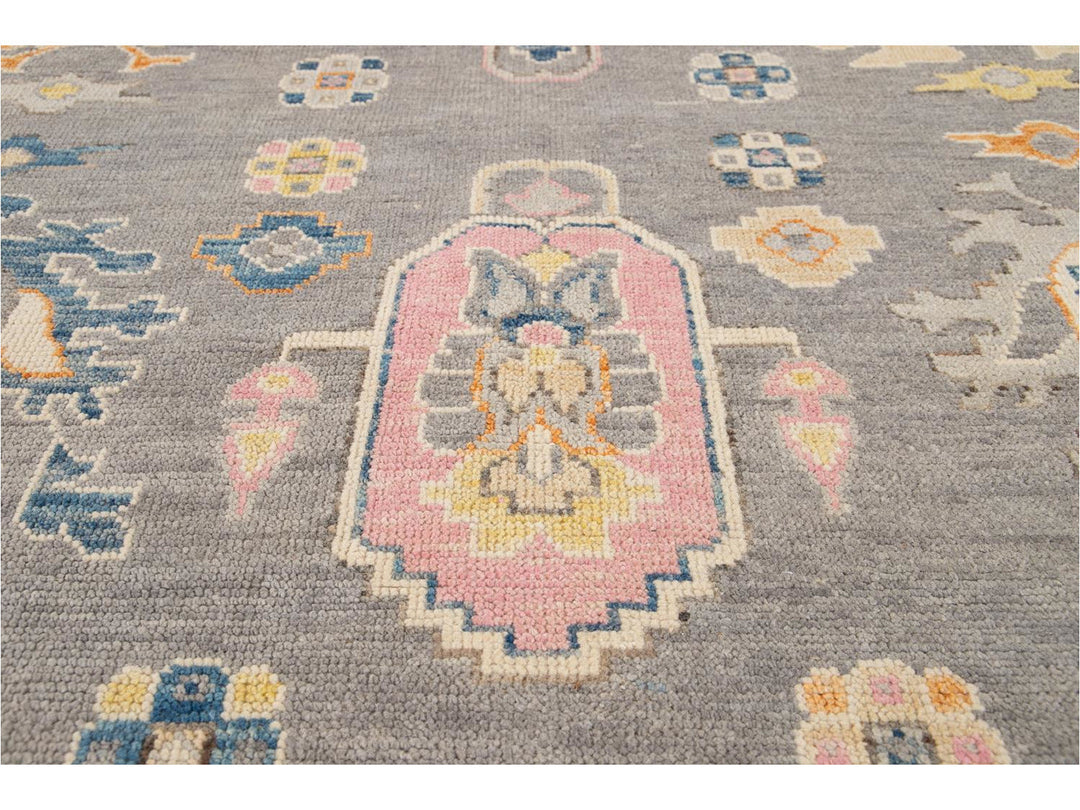 Modern Oushak Wool Rug 9 X 12