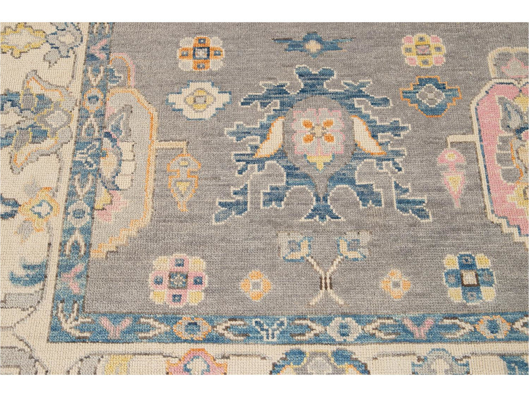 Modern Oushak Wool Rug 9 X 12