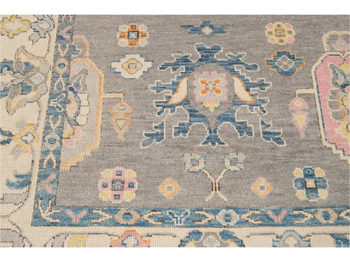 Modern Oushak Wool Rug 9 X 12