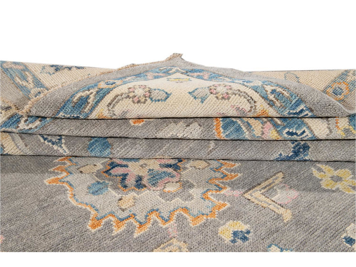 Modern Oushak Wool Rug 9 X 12