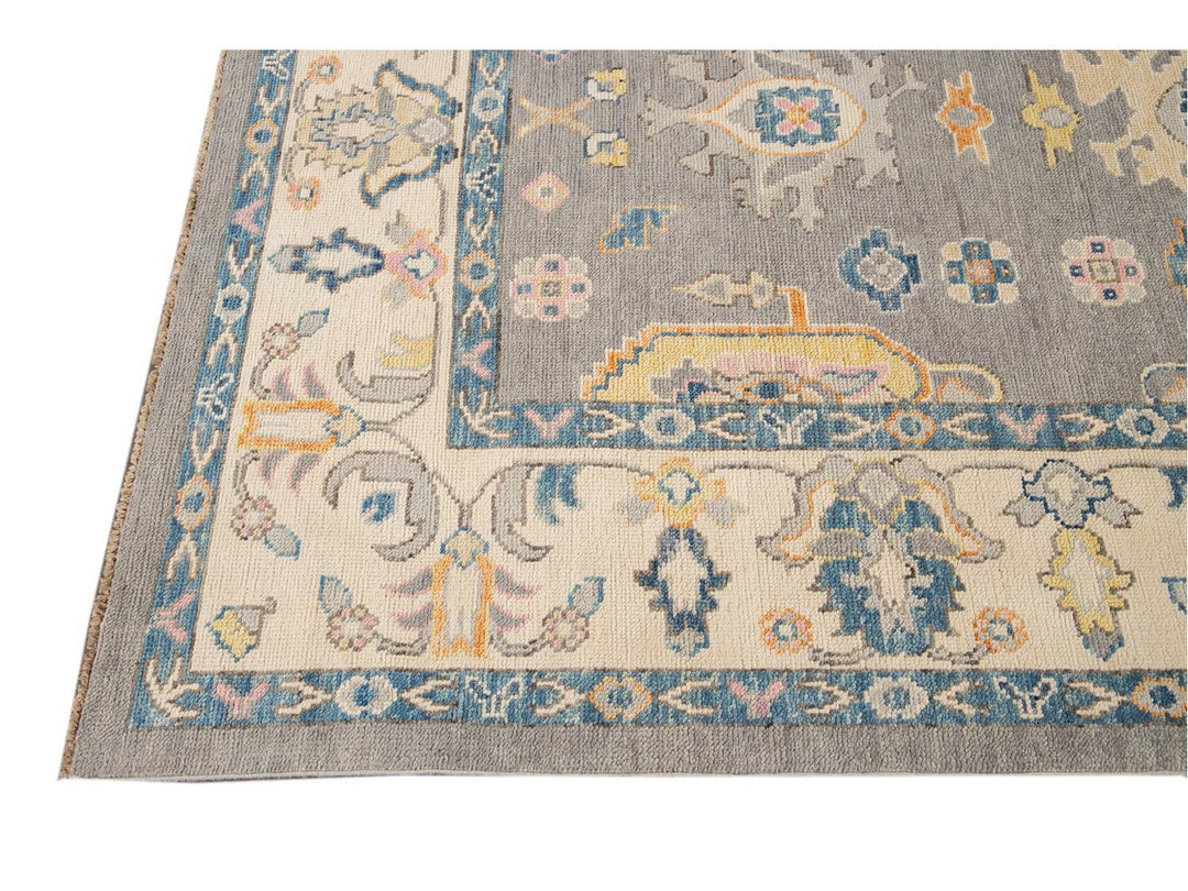 Modern Oushak Wool Rug 9 X 12