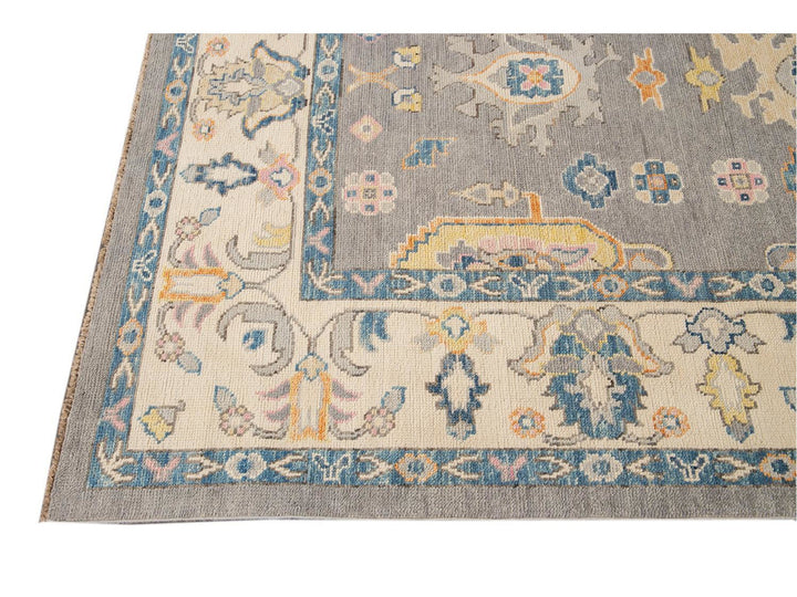 Modern Oushak Wool Rug 9 X 12