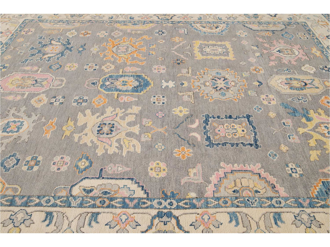 Modern Oushak Wool Rug 9 X 12