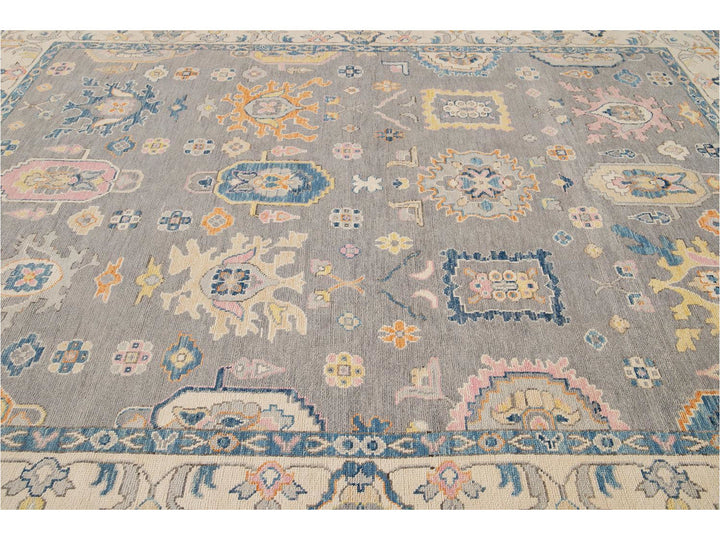 Modern Oushak Wool Rug 9 X 12