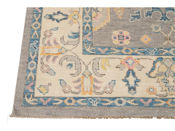 Modern Oushak Wool Rug 9 X 12