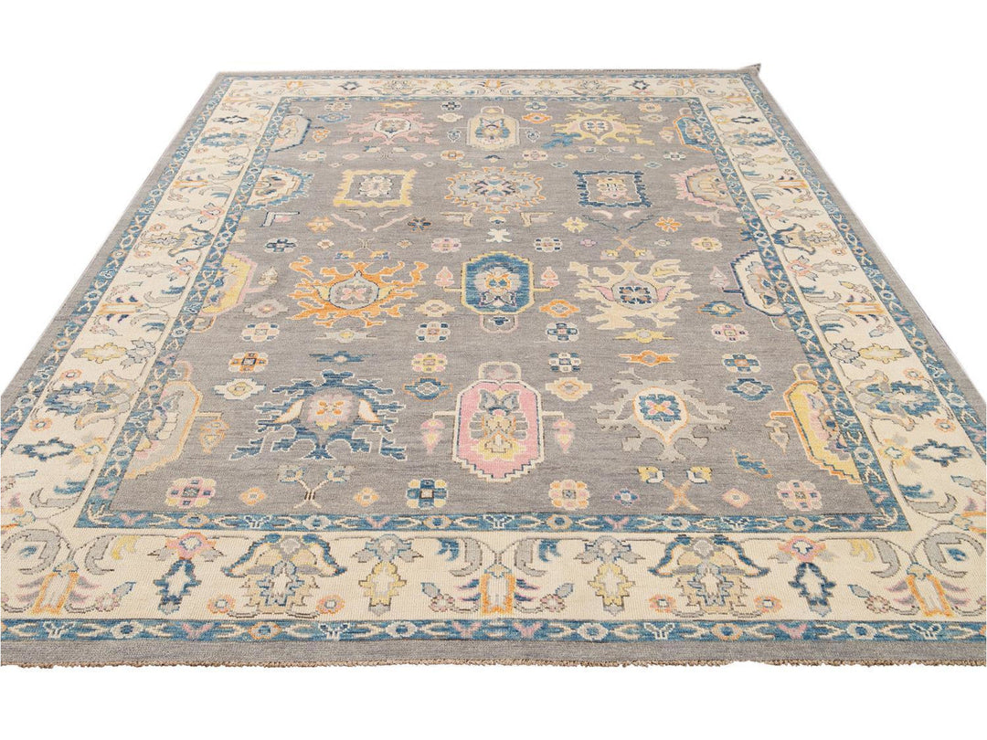 Modern Oushak Wool Rug 9 X 12