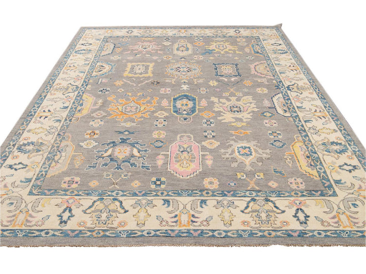 Modern Oushak Wool Rug 9 X 12