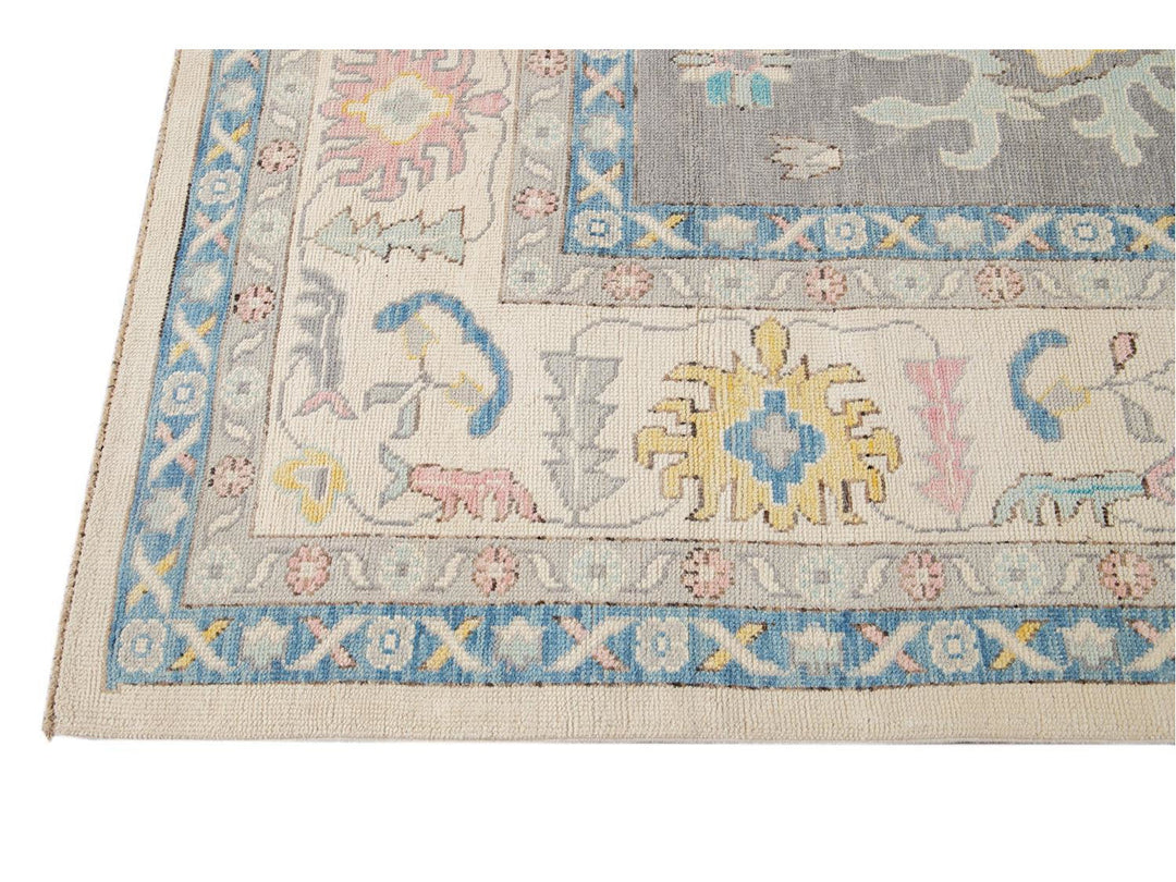 Modern Oushak Wool Rug 13 X 16